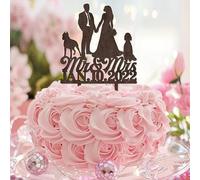 Topper per torta con scritta "Mr and Mrs Brown", romantico cuore con nome, Happy Birthday Cake Topper Matrimonio To Be Bride & Groom Acrilico Nero Baby Shower Anniversario Cake Bunting Decor Simpatico