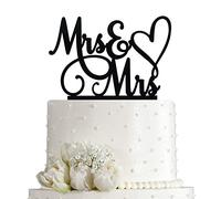 Topper per torta con scritta "Mrs & Mrs", decorazione per torta per matrimonio e anniversario, per gay e lesbiche, LGBT unione, Love is Love, in acrilico nero