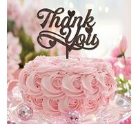 Topper per torta con scritta "Thank You" e "Mr & Mrs", decorazione per torta romantica con sposa e sposo, per addio al nubilato, matrimonio, fidanzamento, regalo per coppia, in legno marrone