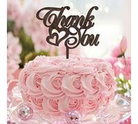 Topper per torta con scritta "Thank You" e "Mr & Mrs", personalizzabile con sposa e sposo, per fidanzamento, futura sposa, matrimonio, regali di nozze, per coppie, in legno marrone
