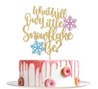Topper per torta con scritta "What Will Our Little Snowflake Be", per feste invernali di genere, per ragazzi o ragazze, lui o lei, decorazioni invernali per feste per baby shower, rivelazione di