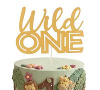 Topper per torta con scritta "Wild One", glitter dorati per il 1° compleanno, decorazioni per feste di baby shower, feste per bambini e bambine