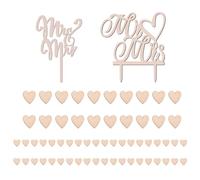 Topper per torta da 2 pezzi con 60 cuori in legno, Topper per torta nuziale, Mr. e Mrs., Decorazioni per feste, Memofynd
