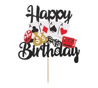 Topper per Torta da Casinò, Topper per Torta di Buon Compleanno con Gioco di Poker Decorazione per Torta a Tema Casinò per Feste di Compleanno a Tema Notte di Casinò di Las Vegas