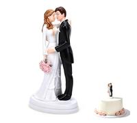 Topper per torta della sposa e dello sposo, statuetta di coppia romantica | Statua decorativa in resina per torta nuziale, base antiscivolo, ornamento ricordo riutilizzabile per la festa