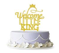 Topper per torta di benvenuto Little King King e Corona, decorazione per torta di benvenuto, per la gravidanza, per il sesso e la festa del bambino (oro)