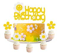 Topper per torta di buon compleanno margherita Decorazione della torta del girasole della margherita bianca Forniture per feste di compleanno a tema Boho Bee per bambine e baby shower