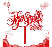 Topper per torta di Capodanno cinese - 2D acrilico 2026 Articoli di compleanno per anno di cavallo - Decorazioni per torte festive - Per Compleanno Genitori Bambini Adolescenti Adulti Panifici