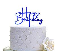 Topper per torta di compleanno, decorazione per feste di compleanno, in acrilico blu a specchio