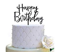 Topper per torta di compleanno, decorazione per feste di compleanno, in acrilico nero