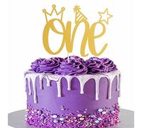 Topper per torta di compleanno Gold ONE - Topper per torta 1° compleanno con cappello a forma di stella, decorazione per la prima festa di compleanno di un anno