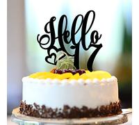 Topper per torta di compleanno Hello 17 17th Birthday personalizzabile nome qualsiasi età numero diciassette 17 anni decorazioni per torta di compleanno 17° anniversario regalo di compleanno per