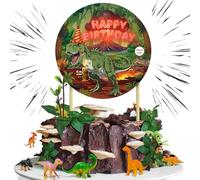 Topper per torta di compleanno musicale, con candela luminosa e musica, soffiabile, per feste con animali selvatici, decorazioni per torte per bambini, suona la canzone di successo "HAPPY Birthday