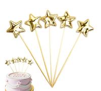 Topper per torta di compleanno per bambini, 5 stecchini per cupcake a forma di stella, decorazione per torte per uso alimentare, sicura con glitter
