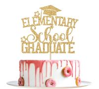 Topper per torta di laurea della scuola elementare, Peace Out 5th Grade, Congrats Grad Elementary School, 2024 Scuola Elementare Laurea Decorazioni per feste di laurea Oro Glitter