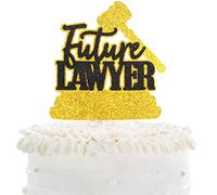 Topper per torta di laurea Future Lawyer 2021 - Congrats Class Of 2021 oro glitter scale of Justice Cake Decor - Cheers to Law School Master Laureato Decorazione per feste