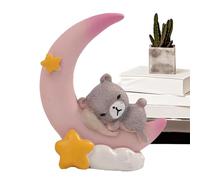 Topper per torta di orso e luna, orso di sonno sulla torta di luna per torta di luna | statuette di decorazione per ufficio - decorazione per torta di scultura carina, decorazione per ufficio