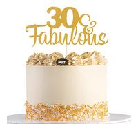 Topper per torta Gold Fabulous & 30 - Forniture per decorazioni per feste di compleanno con glitter oro, glitter oro 1 topper per trenta compleanni, decorazione per feste di nozze per 30° anniversario