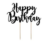 Topper per Torta Happy Birthday Scritta Decorazioni Cake Dolci 'Tanti Auguri' per Feste Compleanno Party Bambini Donna - Nero