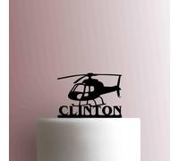 Topper per torta in acrilico con nome dell'elicottero, larghezza 15,2 cm, colore verde