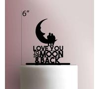 Topper per torta in acrilico, con scritta "Love You to the Moon and Back", larghezza 15,2 cm, colore: marrone