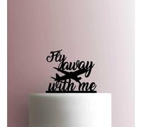 Topper per torta in acrilico, motivo aereo vola via con me, larghezza 17,8 cm, colore: giallo