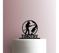 Topper per torta in acrilico, motivo pompiere, larghezza 12,7 cm, colore: bianco