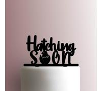 Topper per torta in acrilico, motivo pulcino che schiude presto, larghezza 20 cm, colore: blu