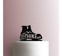 Topper per torta in acrilico, motivo scarponi da trekking Take A Hike, larghezza 17,8 cm, colore: bianco