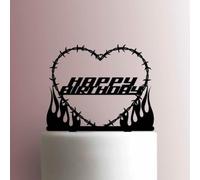 Topper per torta in filo spinato a forma di cuore "Happy Birthday", in acrilico, larghezza 20,3 cm, verde chiaro