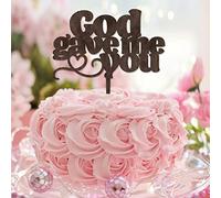 Topper per torta in legno marrone con scritta in inglese "God Gave Me You", per anniversario di matrimonio, matrimonio, matrimonio, matrimonio, matrimonio, matrimonio, matrimonio, matrimonio, regalo