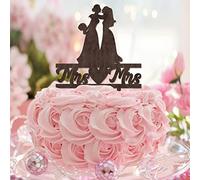 Topper per torta lesbica personalizza nomi di coppia Est Date rustico 2 spose topper per torta nuziale silhouette due donne bomboniere per feste di nozze regali di matrimonio donne in legno