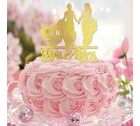 Topper per torta lesbica personalizzato cognome data paese 2 spose topper per torta nuziale silhouette LGBTQ anniversario di matrimonio decorazioni per feste di matrimonio lesbiche regali di