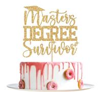 Topper per torta Master Survivor, Happy Masters Degree, Congrats Master, decorazioni per feste di laurea master 2024, glitter oro
