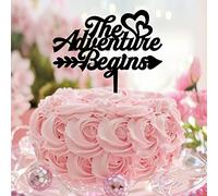 Topper per torta nuziale con citazione "Mr & Mrs" e scritta "The Adventure Begins", decorazione per torta romantica con sposa e sposo, per matrimoni, fidanzamenti, regali di fidanzamento per coppie