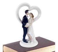 Topper per torta nuziale con coppia di sposi, decorazione per torta di lunga durata, decorazione romantica per torta per matrimonio, statua dello sposo, ornamento per torta di sposi, decorazione per