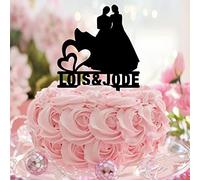 Topper per torta nuziale con sagoma di signora e signora, personalizzabile con nome, data di matrimonio, paese 2 spose, topper per torta nuziale, silhouette di due donne, decorazioni per torte nuziali