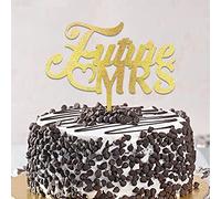 Topper per torta nuziale con scritta "Future Mr&Mrs Beach" Mr & Mrs. Silhouette Glitter Gold Bride and Groom Cake Toppers personalizzati per fidanzamento futura sposa sposa sposa matrimonio