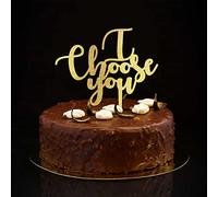 Topper per torta nuziale con scritta "I Choose You" e "Mr & Mrs", elegante decorazione per torta di fidanzamento con scritta in lingua inglese "Bride to Be", regalo di fidanzamento per coppie, glitter