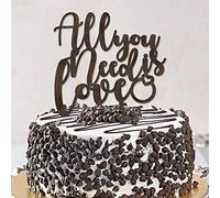Topper per torta nuziale con scritta in inglese "All You Need Is Love", romantico Mr & Mrs, in legno, con scritta in lingua inglese "Bride and Groom", personalizzabile per anniversario di matrimonio