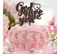 Topper per torta nuziale con scritta in inglese "God Gave Me You" Mr & Mrs, in legno marrone, personalizzabili, per matrimoni, fidanzamenti, feste, regali di fidanzamento per coppie