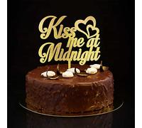 Topper per torta nuziale con scritta "Kiss Me At Midnight" e scritta "Mr and Mrs", personalizzabile, per fidanzamento, futura sposa, matrimonio, addio al nubilato