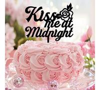 Topper per torta nuziale con scritta "Kiss Me At Midnight" "Mr & Mrs", decorazione per torta nuziale, in acrilico, colore nero