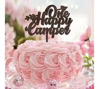 Topper per torta nuziale con scritta "One Happy Camper Mr and Mrs" personalizzano la sposa e lo sposo di campagna per fidanzamento e futura sposa, decorazione per feste, regali di fidanzamento per