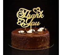 Topper per torta nuziale con scritta "Thank You" e "Mr & Mrs" e "Thank You" in oro con scritta "Thank You" e "Bride to Be", personalizzabile con scritta in lingua inglese "Thank You" e "Bride