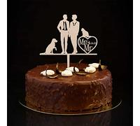 Topper per torta nuziale in legno Mr & Mr gay con sagoma di cane gatto e sposo retrò topper per torta nuziale due testimoni dello sposo bomboniere bomboniere regalo di matrimonio personalizzato uomo