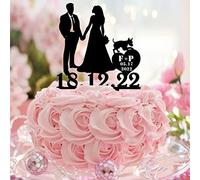 Topper per torta nuziale Mr and Mrs con sagoma di cane e gatto, personalizzabile con nome della famiglia, data di fine anno, spiaggia, sposa e sposo, decorazione per matrimoni, feste di fidanzamento