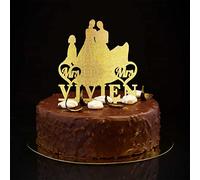 Topper per torta nuziale per spose personalizza cognome data con cane gatto paese sposa e sposa topper per torta nuziale silhouette 2 donne decorazioni per torte nuziali lesbiche regali di