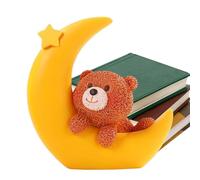 Topper per torta orso e luna - statua di arte in polimero miniatura | Decorazione 'orso , tema Fantasy Moon Figurine per tavolo da torta maestro della camera da letto di cha