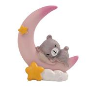 Topper per torta orso e luna - statua di arte in polimero miniatura | Decorazione 'orso , tema Fantasy Moon Figurine per tavolo da torta maestro della camera da letto di cha